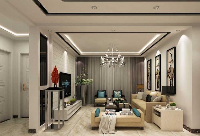 師傅在吊頂上加一圈線條，效果居然這么美